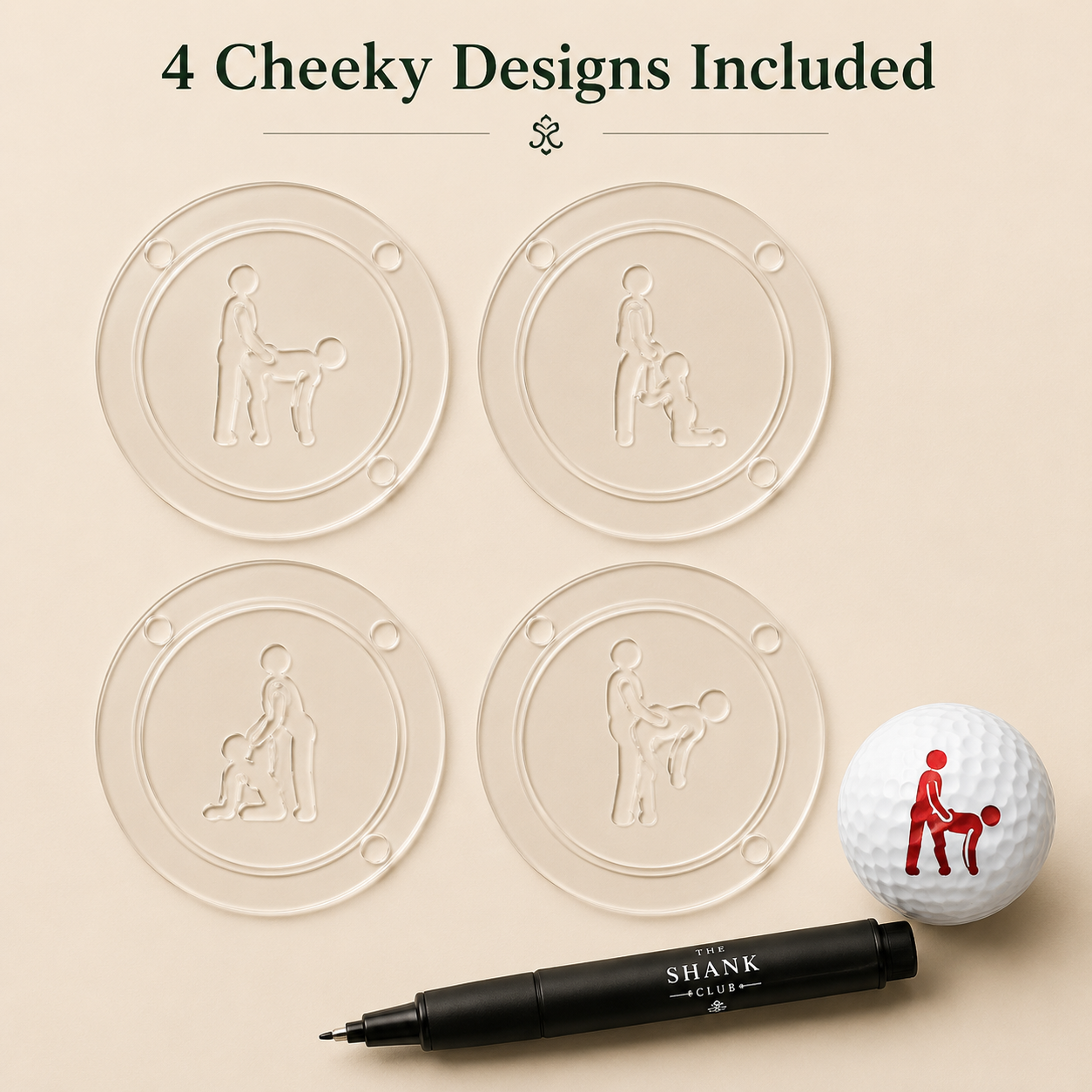 The Shank Club Golf Ball Stencil Set | Adult Design 4-Pack